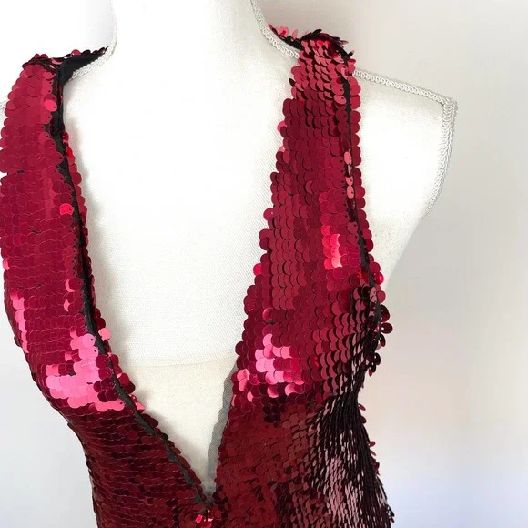 NBD Bexley Sequin Shift Dress In Raspberry Red Size XXS New - Picture 5 of 16